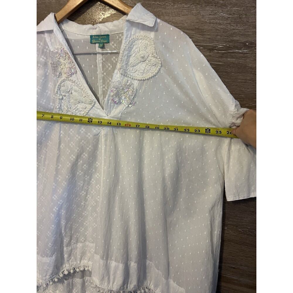 Antica Sartoria White Tunic embroidered floral Sequin romantic festival lace - Picture 7 of 7